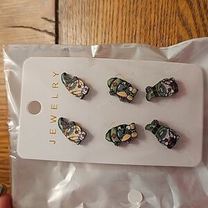 Three pairs of st patricks day gnome stud earrings